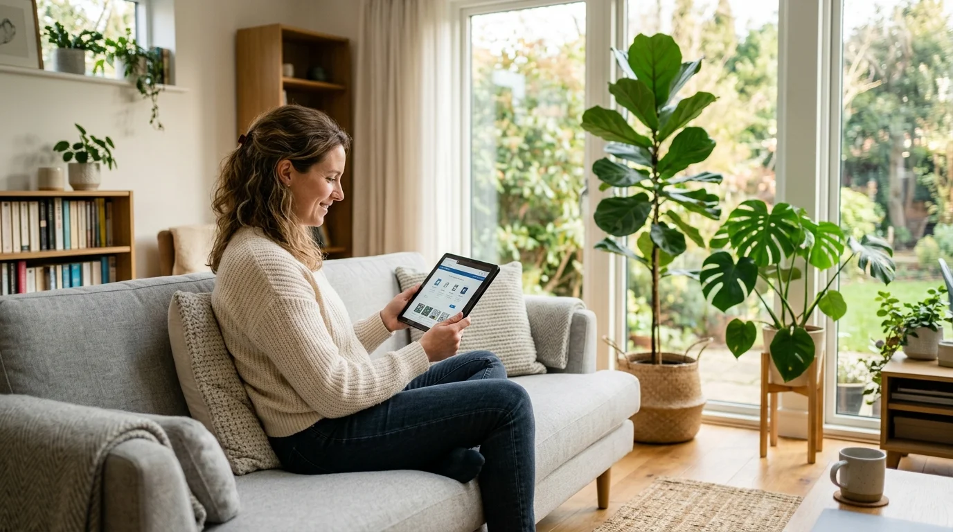 Persoon vergelijkt energieprijzen op een tablet
